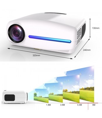 Mini Projecteur Portatif,Décodage HD 4K Haute Définition avec HD,Ecran  Géant de 200 Pouces,Correction de la Distorsion Trapézoïdale Verticale pour