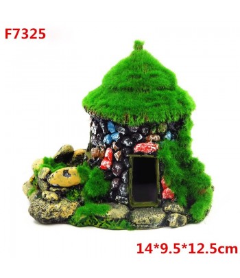 Decorations De Reservoir De Poisson De Maison Artificielle Aquariums Simulation Chateau Tour Ornements Figurines Miniatures Deco Couleur Style 3