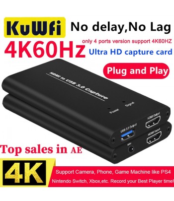 HDMI USB3.0@60Hz Audio Video Capture Card Carte d'acquisition Live  Streaming Jeux Video Recording Conférence Partage d'écran Compatible avec  Windows Linux PS4 PS3 Xbox 360 (Gris)