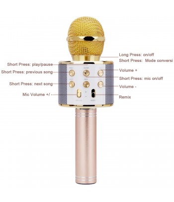Sans fil Bluetooth karaoké Microphone 3in1 poche karaoké micro pour enfants  cadeau de noël Musical scène jouet musique chant hau Couleur black